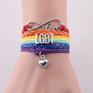 2 - Love/ LGBT  / Heart charm Bracelet Gay Pride